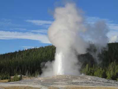 Erupting geyser