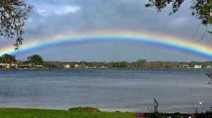 Rainbow over a lake